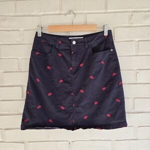 vtg y2k Blue Mini Skirt Red Lobster Embroidery Size 4 Croft & Barrow